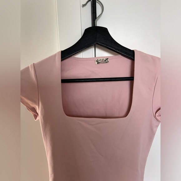 Free People Pink Square Neck Bodysuit - Picture 8 of 12
